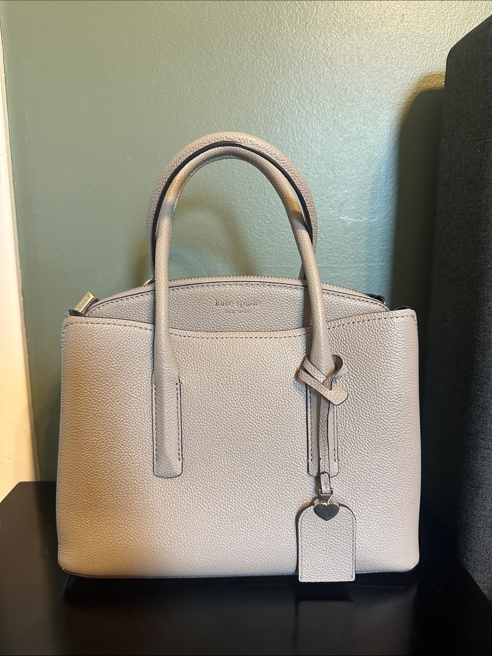 Kate Spade Medium Grey Margaux Satchel with crossbody strap
